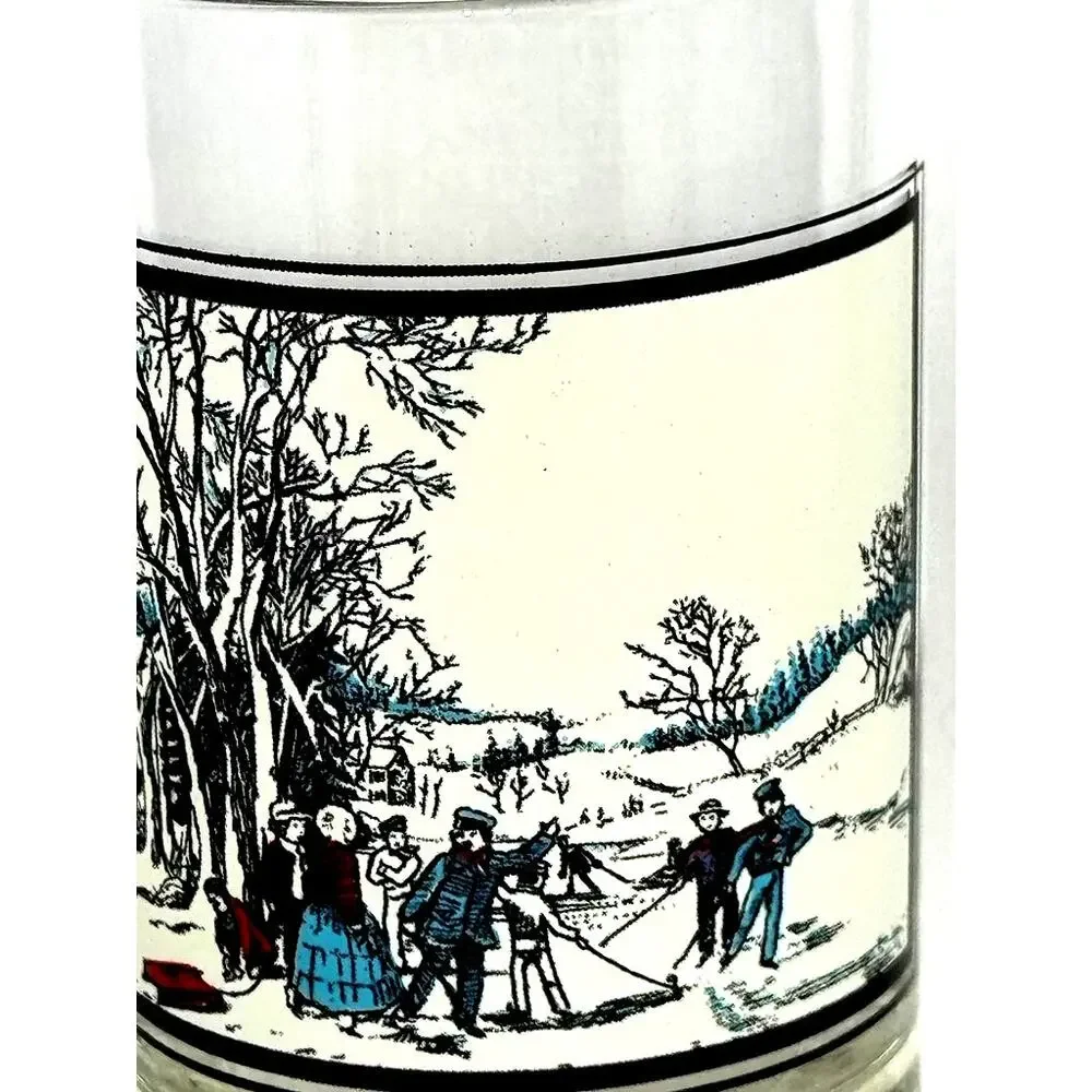Double Old Fashioned Glass Currier & Ives Winter Pastime‎ 1978